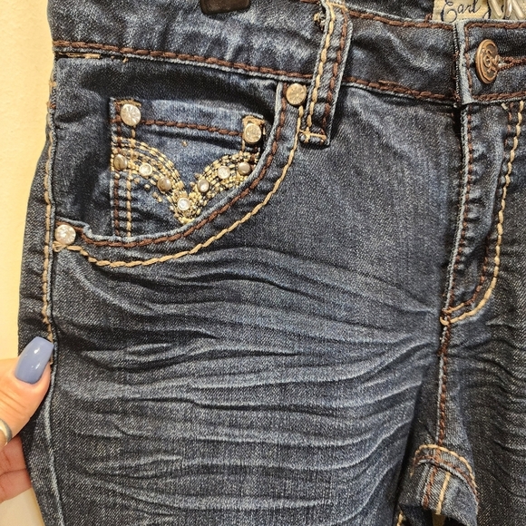 EARL JEANS Women Studded Washed blue Straight legs size 4 - Picture 3 of 11